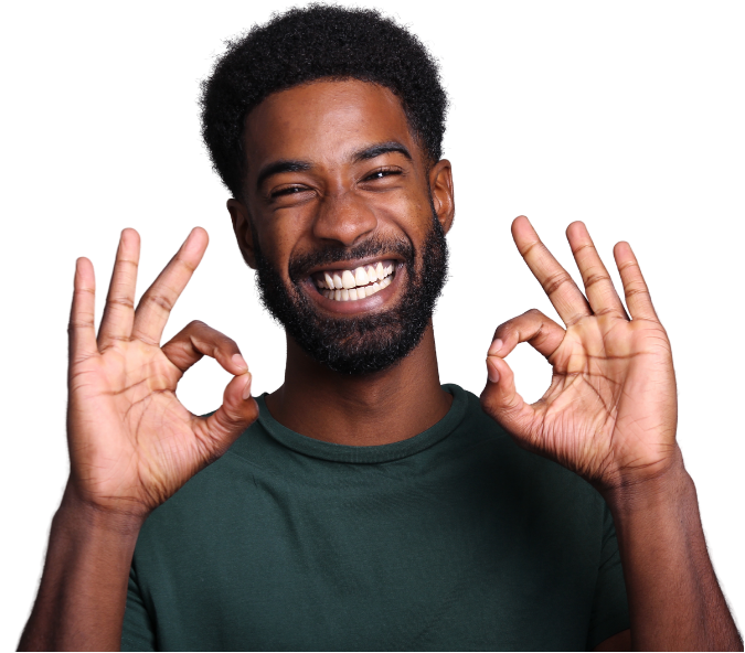 Man showing OK gesture for tailored short-term loans