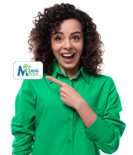 Happy woman pointing